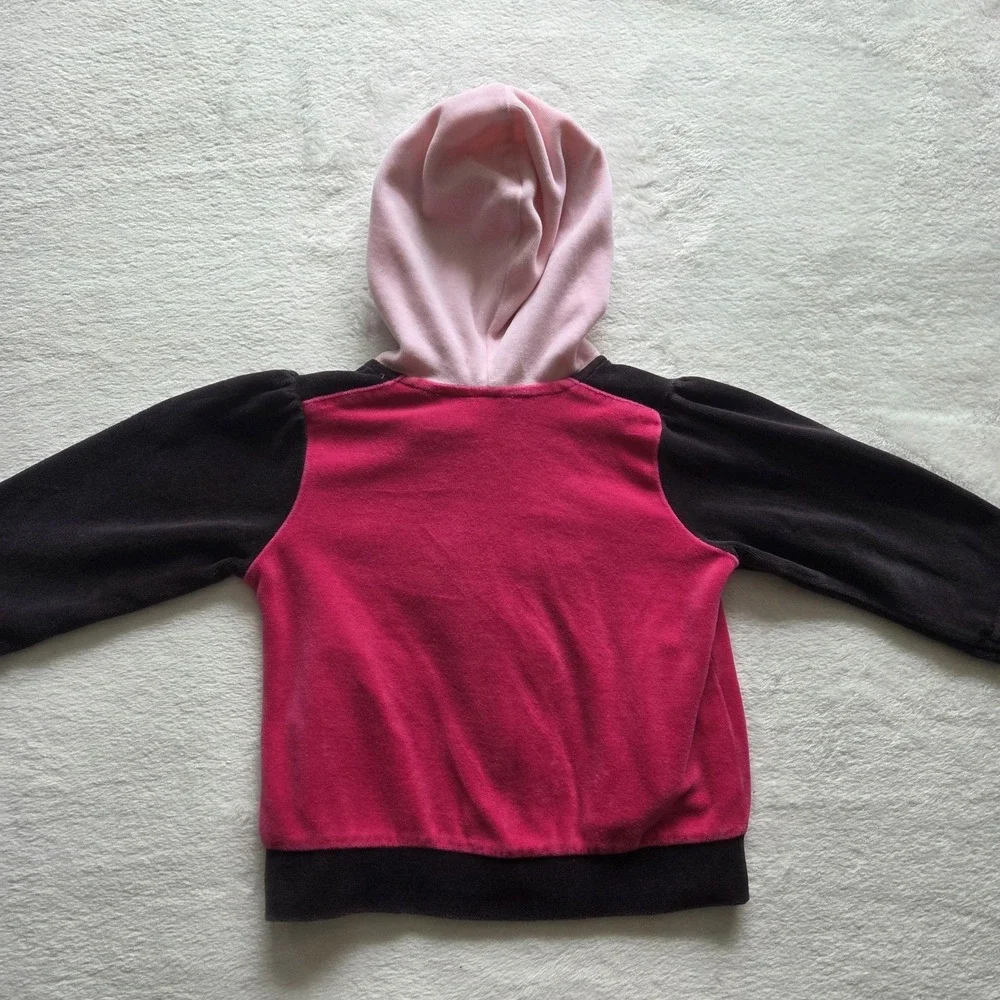 Vintage Disney Minnie Mouse Velour‎  Zip Up Jacket Hoodie Sz. 24 Months
